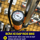  BƠM XE ĐẠP RIDEBIKE KÈM ĐỒNG HỒ ÁP SUẤT, BƠM MỌI LOẠI VAN BẰNG NHÔM CAO CẤP 
