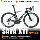  XE ĐẠP ĐUA SAVA X11 KHUNG CARBON (UCI), GROUP SHIMANO 105 NHẬT BẢN, ĐÙM BẠC ĐẠN CERAMIC 