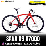  Xe Đạp Touring Sava X9 R7000, Tay Lái Thẳng, Khung Carbon, Group Shimano 105 Cao Cấp, Cối Nổ Lớn 