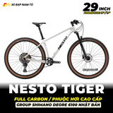  XE ĐẠP MTB NESTO TIGER FULL CARBON, SHIMANO DEORE 12 CẤP, PHUỘC HƠI, BÁNH 29INCH 