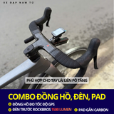  COMBO ĐÈN TRƯỚC ROCKBROS, ĐỒNG HỒ ĐO TỐC ĐỘ GPS, KÈM PAD GẮN GHI ĐÔNG LIỀN 