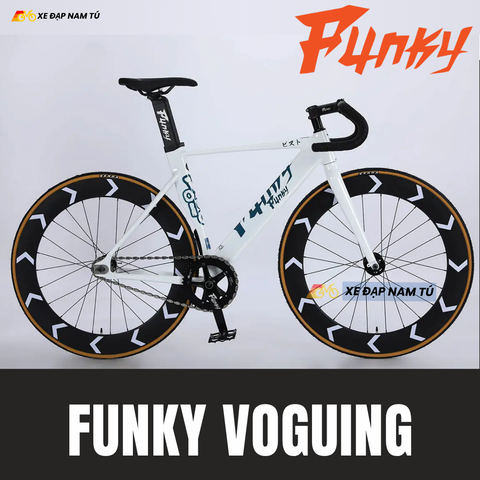  XE ĐẠP FIXED GEAR FUNKY VOGUING, KHUNG NHÔM, TRỤC RỖNG, VÀNH CAO 7CM 