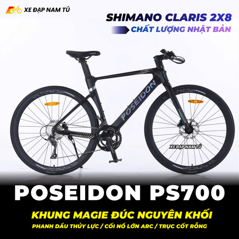  XE ĐẠP TOURING POSEIDON PS700, KHUNG MAGIE ĐÚC NGUYÊN KHỐI, GROUP SHIMANO CLARIS NHẬT BẢN, PHANH DẦU, CỐI NỔ LỚN 