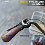  XE ĐẠP NỮ CALIFORNIA MODELTIME CACAO, BÁNH 26 IN, KHUNG NHÔM, KÈM RỔ VÀ BAGA SAU 