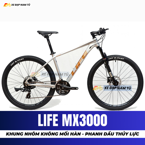  XE ĐẠP ĐỊA HÌNH LIFE MX3000 PHANH DẦU THỦY LỰC, GROUPSET SHIMANO, KHUNG NHÔM KHÔNG MỐI HÀN 