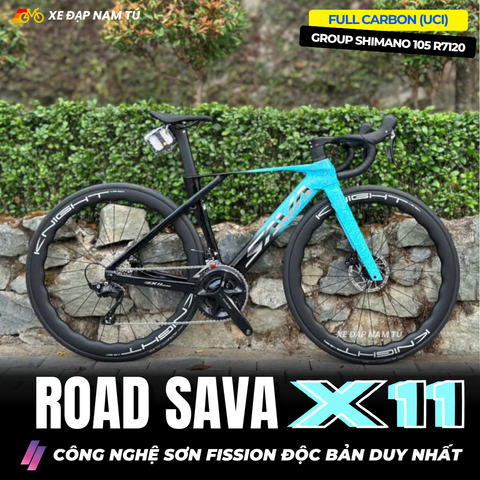  XE ĐẠP ĐUA SAVA X11 KHUNG CARBON (UCI), GROUP SHIMANO 105 R7120 NHẬT BẢN, BẠC ĐẠN CỐI NỔ LỚN 