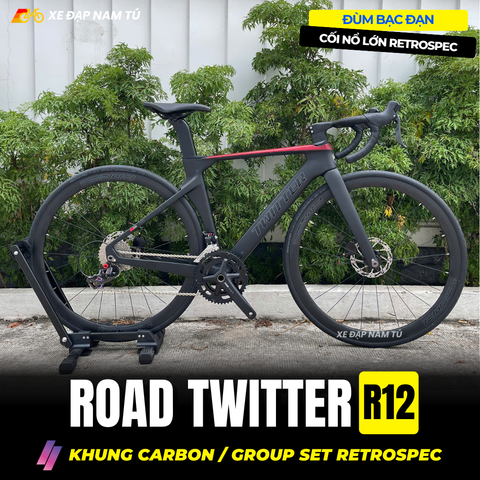  Xe đạp đua Twitter R12, Khung carbon, Group Retrospec 2x12 cấp 