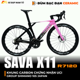  XE ĐẠP ĐUA SAVA X11 KHUNG CARBON (UCI), GROUP SHIMANO 105 NHẬT BẢN, ĐÙM BẠC ĐẠN CERAMIC 