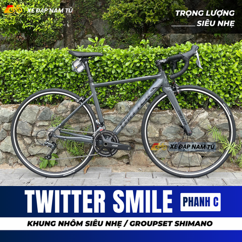  Xe Đạp Đua Twitter Smile Phanh C [2026], Khung Nhôm Siêu Nhẹ, Group Shimano Claris Nhật Bản 
