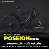  XE ĐẠP TOURING POSEIDON PS250, KHUNG NHÔM, CÀNG NHÔM, CỐI NỔ, PHANH DẦU, GROUP SHIMANO ALTUS 