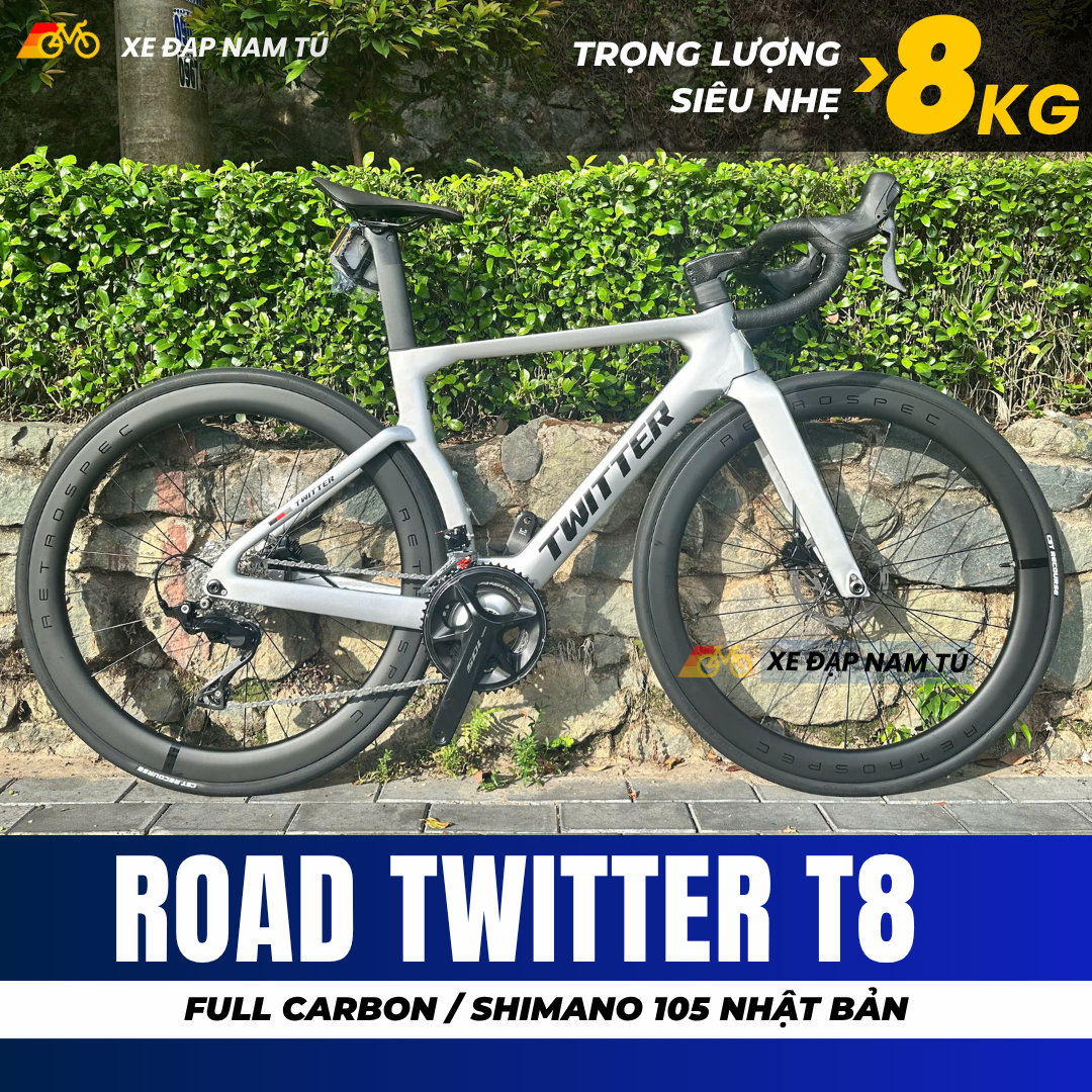 XE ĐẠP ĐUA TWITTER T8 [2026] FULL CARBON, 5 MÓN SHIMANO 105 CAO