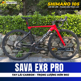  Xe Đạp Đua SAVA EX8 PRO 2026 - Khung Nhôm Cao Cấp hơn 9kg, Shimano 105 R7100, Phanh Dầu Thủy Lực 