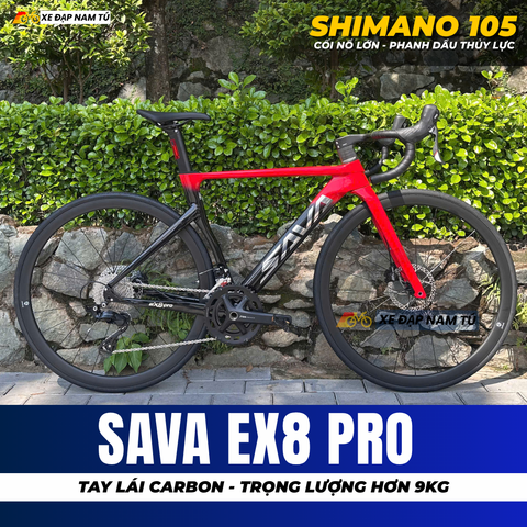  Xe Đạp Đua SAVA EX8 PRO 2026 - Khung Nhôm Cao Cấp hơn 9kg, Shimano 105 R7100, Phanh Dầu Thủy Lực 