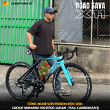  XE ĐẠP ĐUA SAVA X11 KHUNG CARBON (UCI), GROUP SHIMANO 105 R7120 NHẬT BẢN, BẠC ĐẠN CỐI NỔ LỚN 