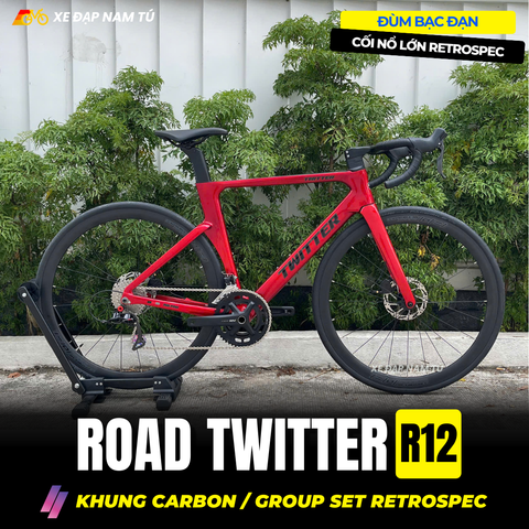  Xe đạp đua Twitter R12, Khung carbon, Group Retrospec 2x12 cấp 