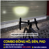  COMBO ĐÈN TRƯỚC ROCKBROS, ĐỒNG HỒ ĐO TỐC ĐỘ GPS, KÈM PAD GẮN GHI ĐÔNG LIỀN 
