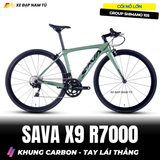  Xe Đạp Touring Sava X9 R7000, Tay Lái Thẳng, Khung Carbon, Group Shimano 105 Cao Cấp, Cối Nổ Lớn 