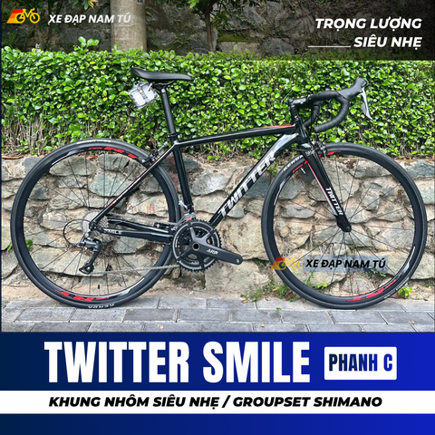  Xe Đạp Đua Twitter Smile Phanh C [2026], Khung Nhôm Siêu Nhẹ, Group Shimano Claris Nhật Bản 