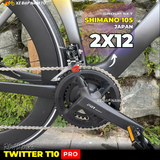  XE ĐẠP ĐUA TWITTER T10 PRO [2026] FULL CARBON, 2 MÓN SHIMANO 105 CAO CẤP, VÀNH CARBON 6CM 
