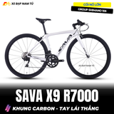  Xe Đạp Touring Sava X9 R7000, Tay Lái Thẳng, Khung Carbon, Group Shimano 105 Cao Cấp, Cối Nổ Lớn 