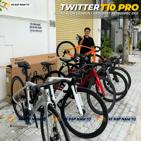  XE ĐẠP ĐUA TWITTER T10 PRO [2026] KHUNG CARBON, GROUP RETROSPEC 2X12, VÀNH NHÔM 