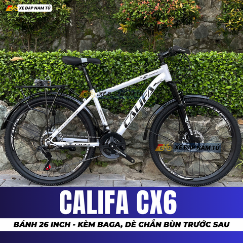  XE ĐẠP ĐỊA HÌNH CALIFA CX6 BÁNH 26INCH, BAGA CHỊU TẢI LỚN, DÈ CHẮN BÙN TRƯỚC SAU 