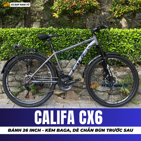  XE ĐẠP ĐỊA HÌNH CALIFA CX6 BÁNH 26INCH, BAGA CHỊU TẢI LỚN, DÈ CHẮN BÙN TRƯỚC SAU 