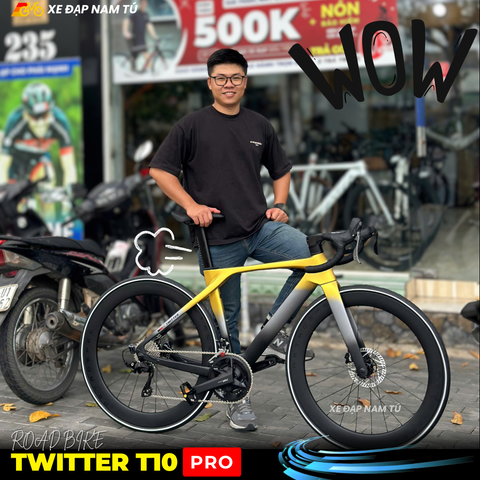  XE ĐẠP ĐUA TWITTER T10 PRO [2026] FULL CARBON, 2 MÓN SHIMANO 105 CAO CẤP, VÀNH CARBON 6CM 
