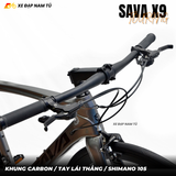  Xe Đạp Touring Sava X9 R7000, Tay Lái Thẳng, Khung Carbon, Group Shimano 105 Cao Cấp, Cối Nổ Lớn 