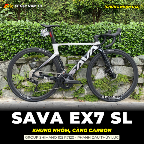  XE ĐẠP ĐUA SAVA EX7 SL - GROUP SHIMANO 105 R7120, PHANH DẦU THỦY LỰC 