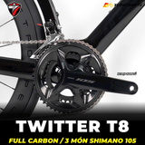  XE ĐẠP ĐUA TWITTER T8 PRO [2026] FULL CARBON, 3 MÓN SHIMANO 105 CAO CẤP 
