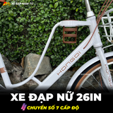  XE ĐẠP NỮ HONGQI KHUNG NHÔM, BÁNH 26IN, KÈM RỔ VÀ ĐỆM BAGA SAU 