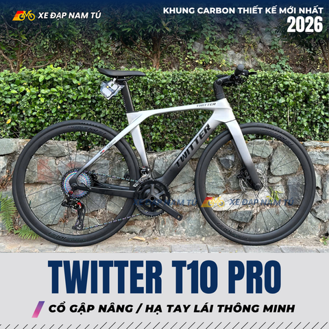  XE ĐẠP TOURING TWITTER T10 PRO [2026] TAY LÁI THẲNG, GROUP RETROSPEC 2X12, PHANH DẦU THỦY LỰC 