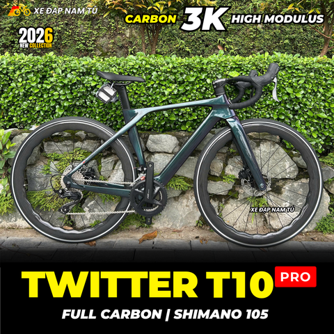  XE ĐẠP ĐUA TWITTER T10 PRO [2026] FULL CARBON, 2 MÓN SHIMANO 105 CAO CẤP 