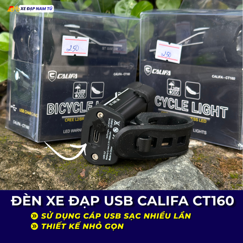  ĐÈN XE ĐẠP USB CALIFA CT160 NHIỀU CHẾ ĐỘ SÁNG, NHỎ GỌN 