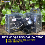  ĐÈN XE ĐẠP USB CALIFA CT160 NHIỀU CHẾ ĐỘ SÁNG, NHỎ GỌN 