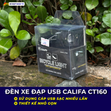  ĐÈN XE ĐẠP USB CALIFA CT160 NHIỀU CHẾ ĐỘ SÁNG, NHỎ GỌN 