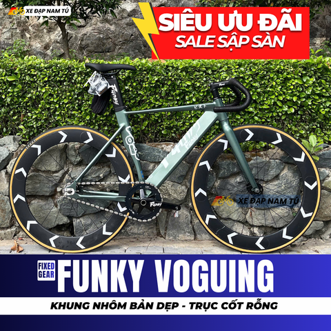  XE ĐẠP FIXED GEAR FUNKY VOGUING, KHUNG NHÔM, TRỤC RỖNG, VÀNH CAO 7CM 