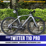  XE ĐẠP TWITTER T10 PRO RS HYBRID [2026] TAY LÁI CARBON NGUYÊN KHỐI, PHANH DẦU THỦY LỰC RETROSPEC 