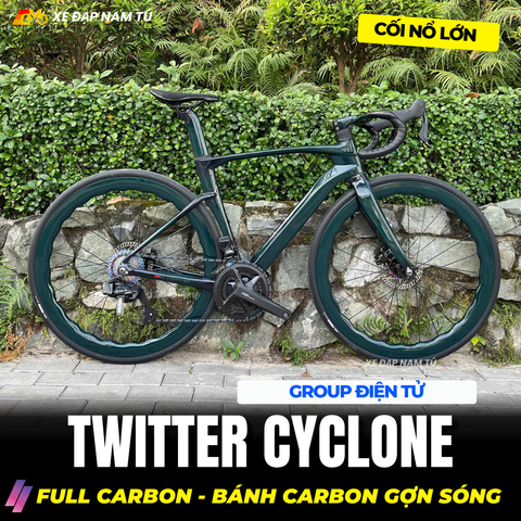  Xe Đạp Đua Twitter Cyclone Full Carbon, Group Điện Wheel Top Vân Carbon 3K Cao Cấpn 2026 