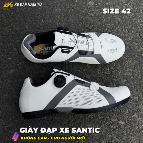  GIÀY ĐẠP XE SANTIC (KHÔNG CAN) CHO NGƯỜI MỚI, MÀU TRẮNG, SIZE 42 