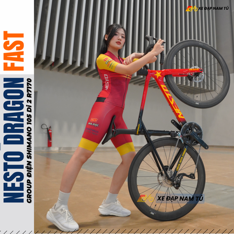  Xe Đạp Đua Nesto Dragon FAST – Full Carbon, Group Điện Shimano 105 Di2 R7170, Phanh Dầu Thủy Lực 