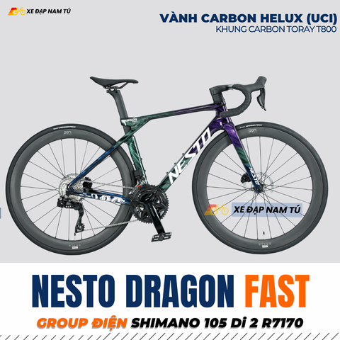  Xe Đạp Đua Nesto Dragon FAST – Full Carbon, Group Điện Shimano 105 Di2 R7170, Phanh Dầu Thủy Lực 