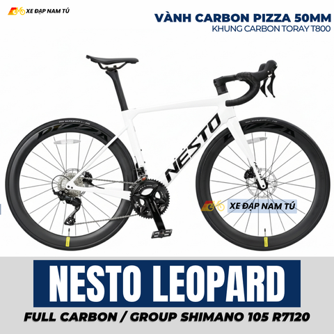  Xe Đạp Đua Nesto LEOPARD– Full Carbon, Group Shimano 105 R7120, Phanh Dầu Thủy Lực 