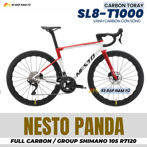  Xe Đạp Đua Nesto PANDA– Carbon Toray T1000, Group Shimano 105 R7120, Phanh Dầu Thủy Lực 