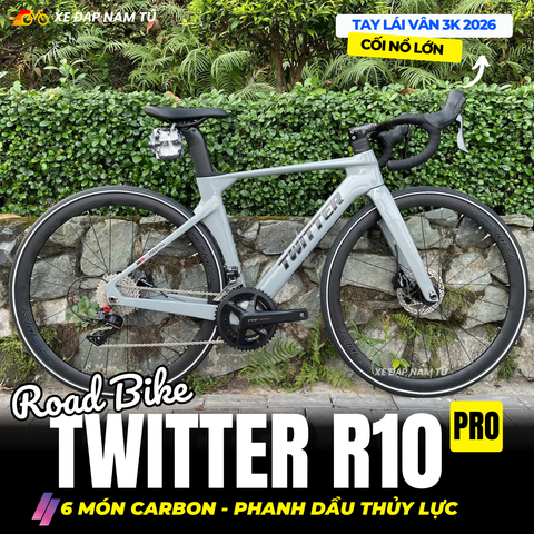  XE ĐẠP ĐUA TWITTER R10 PRO [2026] 6 MÓN CARBON, TAY LÁI CARBON 3K, PHANH DẦU THỦY LỰC 