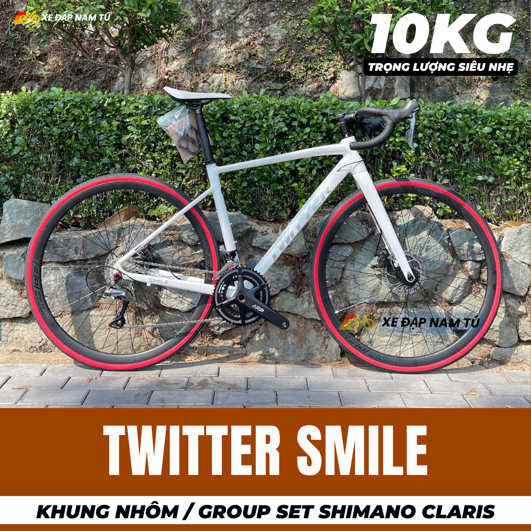  Xe Đạp Đua Twitter Smile 2026, Khung Nhôm Siêu Nhẹ, Group Shimano Claris Nhật Bản, Cối Nổ Lớn 