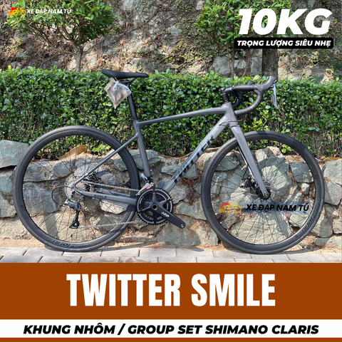  Xe Đạp Đua Twitter Smile 2026, Khung Nhôm Siêu Nhẹ, Group Shimano Claris Nhật Bản, Cối Nổ Lớn 