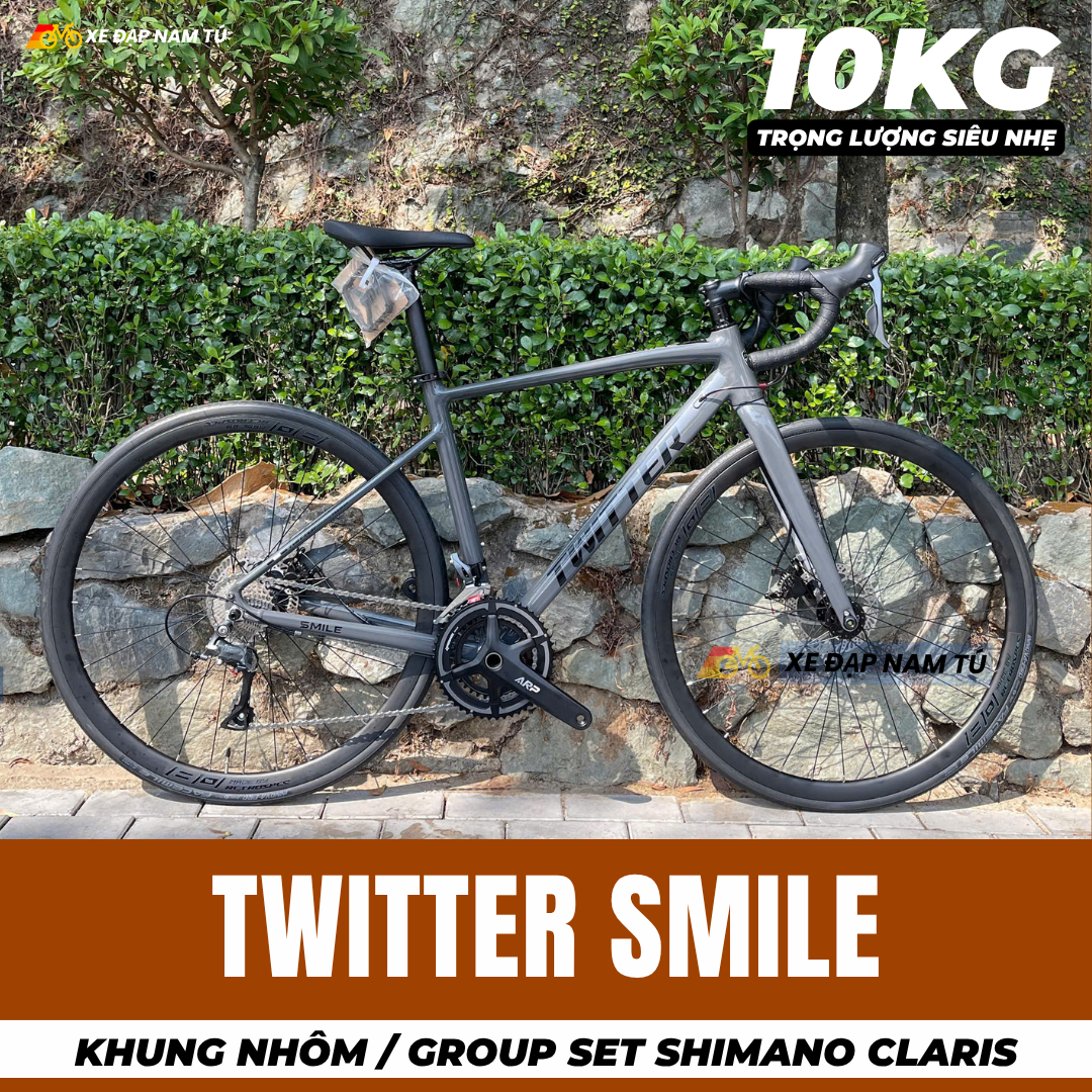  Xe Đạp Đua Twitter Smile 2026, Khung Nhôm Siêu Nhẹ, Group Shimano Claris Nhật Bản, Cối Nổ Lớn 