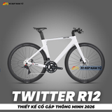  XE ĐẠP TOURING TWITTER R12 [2026], KHUNG CARBON, THIẾT KẾ NÂNG HẠ TAY LÁI THÔNG MINH 
